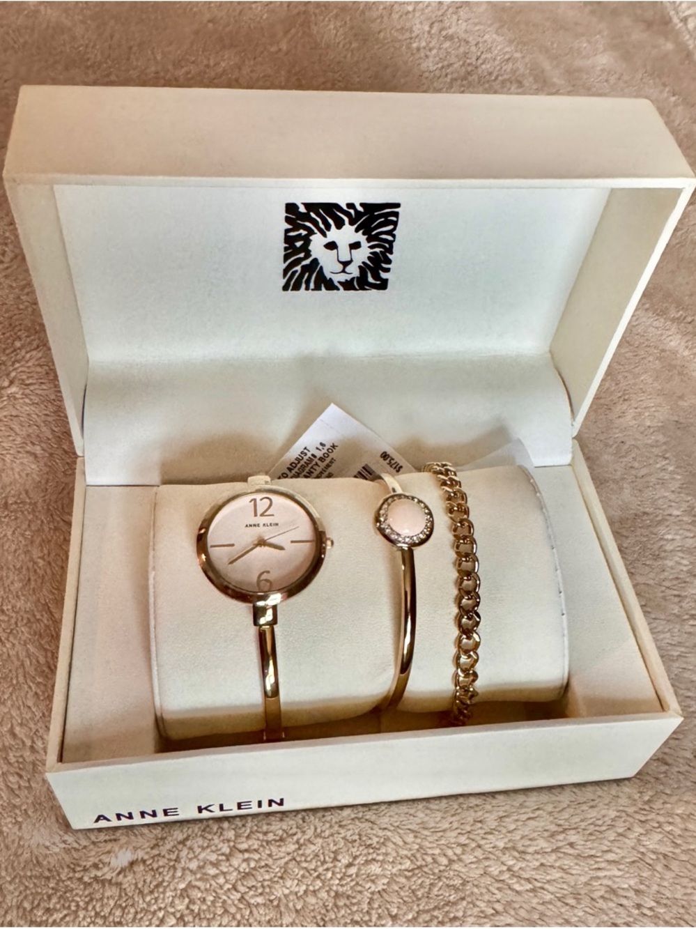 NEW Anne Klein Gold-Tone Watch and Matching Bracelet Set